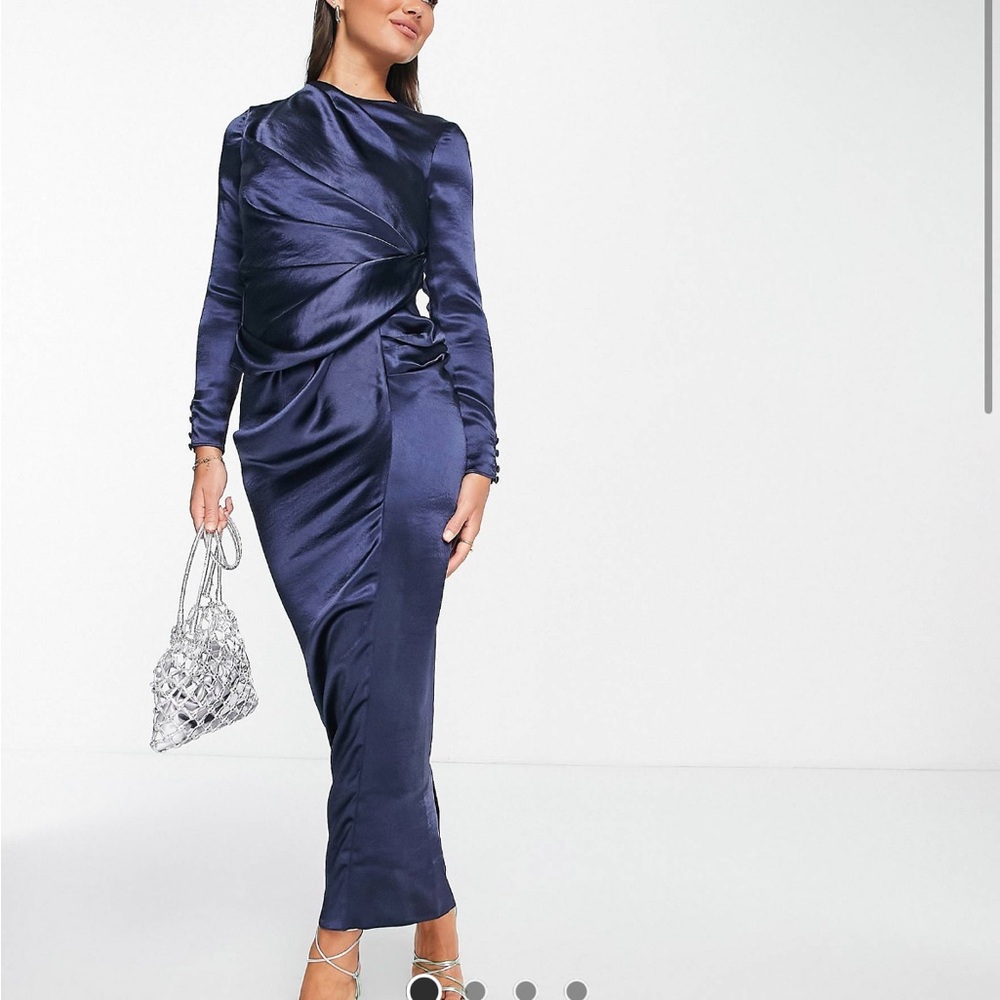 ASOS Navy Satin Dress NWT